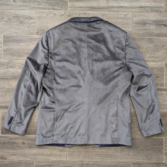 Tailorbyrd Collection Velvet Blazer Men's Size 44R Gray NWT Smokers Jacket - Picture 12 of 12
